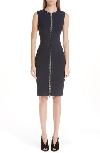 Women's Versace Collection Studded Zip Front Dress Us / 42 It - Blue