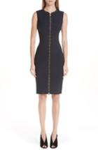 Women's Versace Collection Studded Zip Front Dress Us / 42 It - Blue