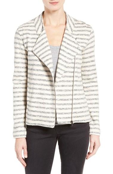 Women's Caslon Stripe Moto Jacket