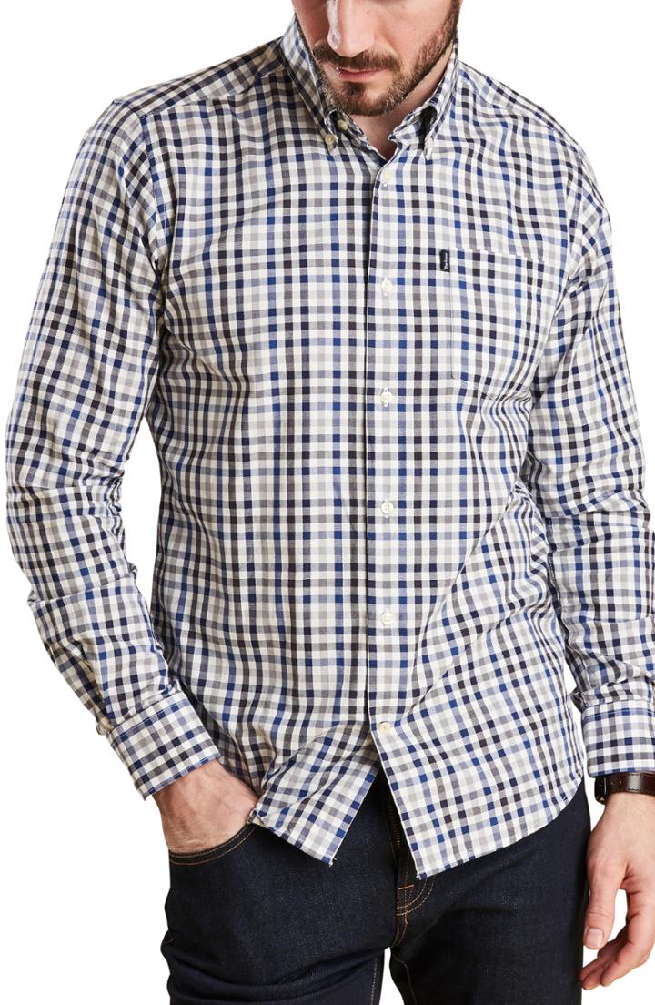 Men's Barbour Bibury Tailored Fit Check Sport Shirt - Grey