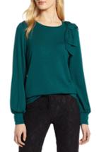 Women's Halogen Bow Trim Sweatshirt - Green