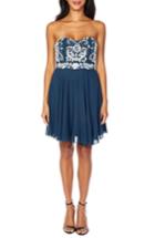 Women's Lace & Beads Amelia Strapless Fit & Flare Dress - Blue