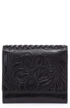 Hobo Stitch Embossed Calfskin Leather Card Case - Black