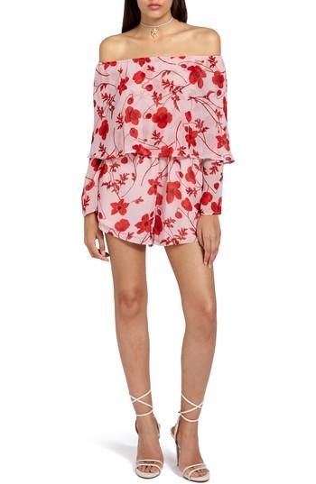 Women's Missguided Off The Shoulder Romper Us / 8 Uk - Pink