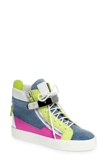 Women's Giuseppe Zanotti May London High Top Sneaker .5 M - Blue
