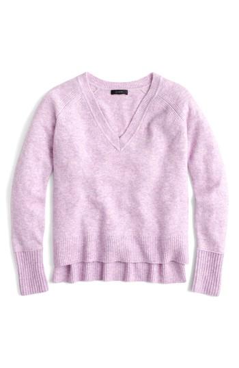 Women's J.crew Supersoft Yarn V-neck Sweater - Purple