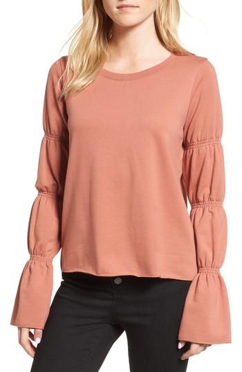 Women's Hinge Flare Cuff Sweatshirt, Size - Coral
