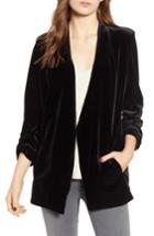 Women's Bishop + Young Ruched Sleeve Velvet Blazer - Black