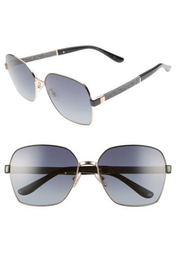 Women's Jimmy Choo Sia 61mm Oversize Metal Sunglasses - Black