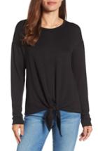 Women's Bobeau Tie Front Sweatshirt - Black