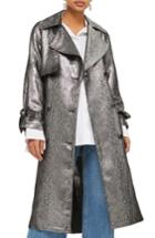 Women's Topshop Metallic Trench Coat Us (fits Like 0) - Metallic