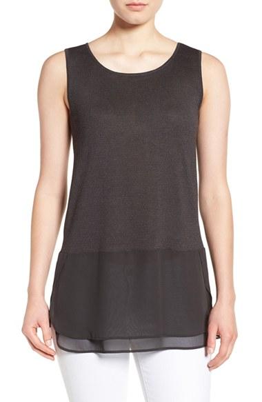 Women's Nic+zoe Chiffon Trim Tank - Grey