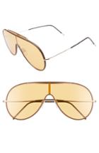 Women's Tom Ford Mack 137mm Shield Sunglasses - Rose Gold/ Smoke/ Black