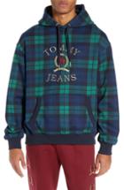 Men's Tonmmy Jeans Embroidered Crest Plaid Hoodie - Blue