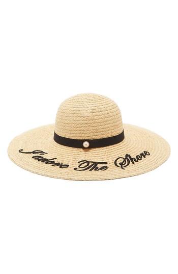 Women's Ted Baker London Script Embroidered Floppy Hat - Beige