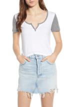 Women's Bp. Contrast Sleeve Baby Tee, Size - White