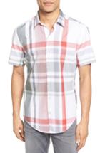 Men's Boss Robb Sharp Fit Plaid Sport Shirt, Size - Red