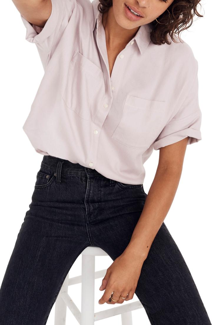 Women's Madewell Flannel Courier Shirt, Size - Purple