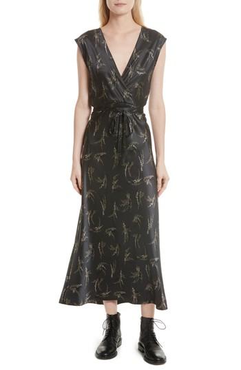 Women's Vince Spring Floral Faux Wrap Silk Dress