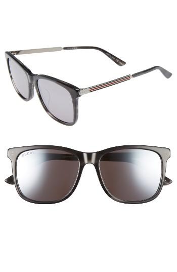 Men's Gucci Retro Web 56mm Sunglasses - Havana/ Silver Mirror