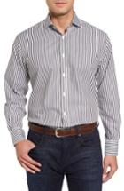 Men's Thomas Dean Stripe Herringbone Sport Shirt - Grey