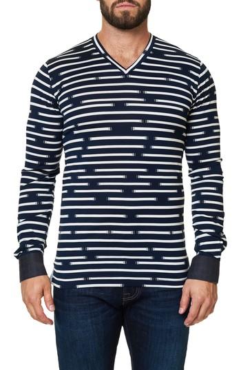 Men's Maceoo Print V-neck T-shirt (m) - Blue