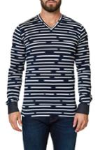 Men's Maceoo Print V-neck T-shirt (m) - Blue