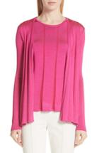 Women's St. John Collection Plaited Fit & Flare Cardigan, Size - Pink