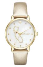 Women's Kate Spade New York Metro California State Of Mind Leather Strap Watch, 34mm