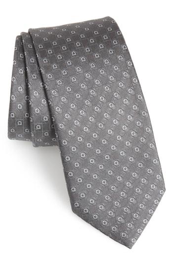 Men's Salvatore Ferragamo Erice Print Silk Tie, Size - Grey