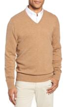 Men's Nordstrom Men's Shop V-neck Cashmere Sweater - Brown