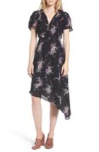 Women's Lewit Floral Stretch Silk A-line Dress - Black