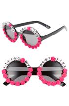 Women's Rad + Refined Living My Best Life Round Sunglasses - Black/ Pink