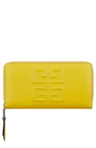 Women's Givenchy Embossed Logo Leather Zip Around Wallet - Yellow