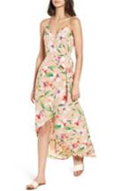 Women's Floral Wrap Maxi Dress - Beige