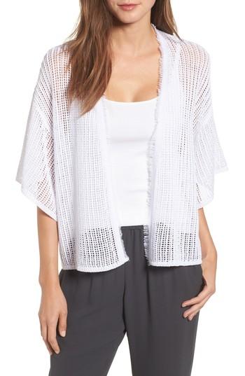 Women's Eileen Fisher Short Organic Linen Cardigan, Size - White