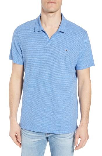 Men's Vineyard Vines Stripe Linen & Cotton Polo - Blue