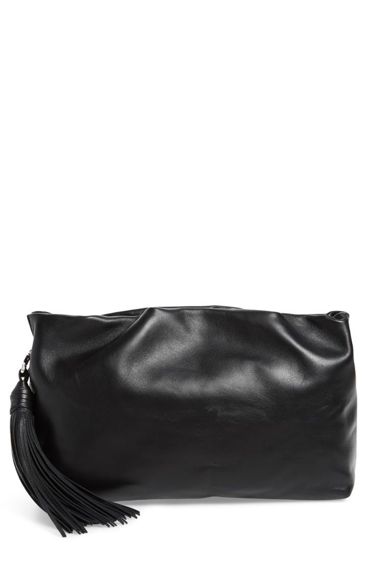 Rebecca Minkoff Ruby Ruched Leather Clutch - Black