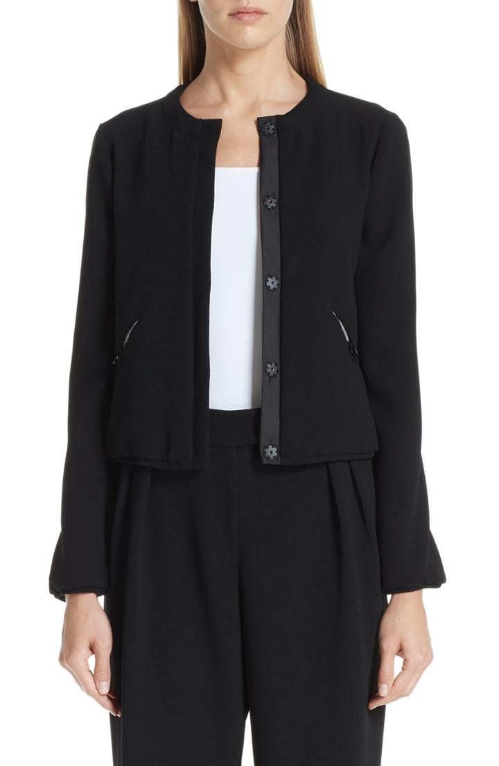Women's Emporio Armani Stretch Woven Jacket Us / 38 It - Black