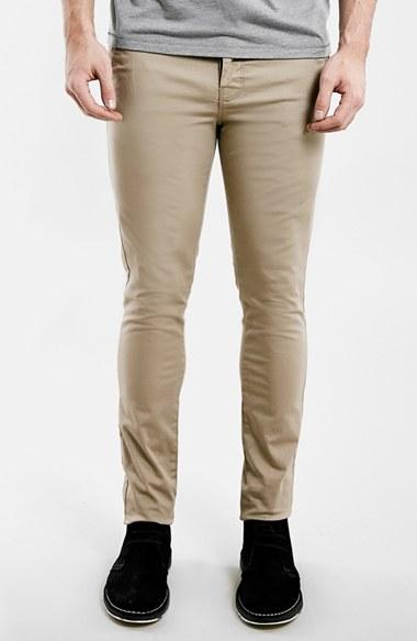 Men's Topman Stretch Skinny Fit Chinos X 30 - Beige