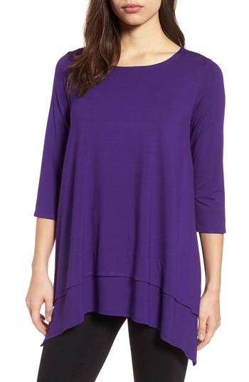 Women's Eileen Fisher Tiered Handkerchief Hem Tunic - Purple