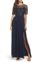 Women's Adrianna Papell Beaded Bodice Mesh Gown - Blue