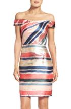 Women's Adrianna Papell Gold Leaf Jacquard Sheath Dress