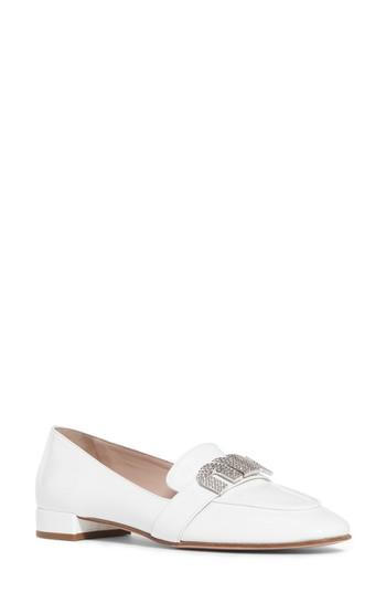 Women's Miu Miu Jeweled Logo Loafer Us / 39eu - White