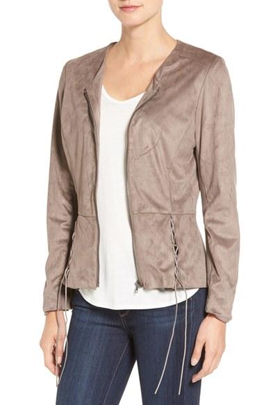 Women's Kut From The Kloth Lace-up Peplum Faux Suede Jacket