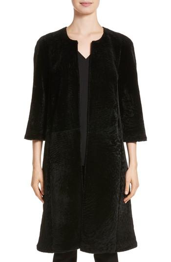 Women's St. John Collection Genuine Textured Lamb Fur Jacket