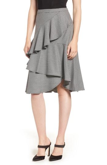 Women's Vionce Camuto Tiered Ruffle Houndstooth Skirt - Black