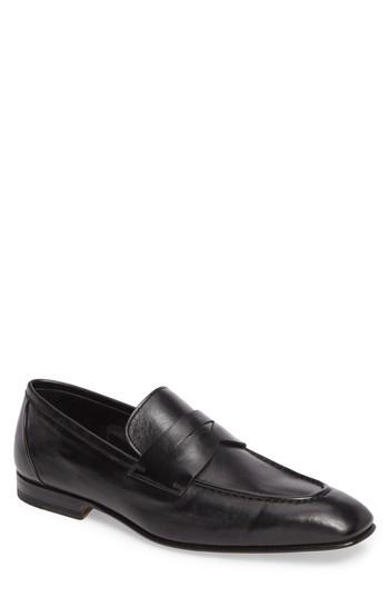Men's Santoni Gannon Penny Loafer .5 D - Black