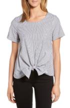 Women's Bobeau Tie Front Poplin Top - Black