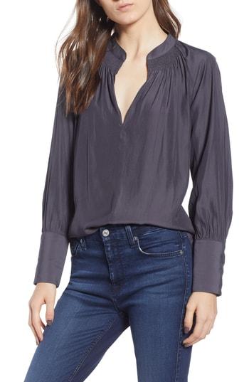 Women's Chelsea28 Smocked Neck Top, Size - Grey